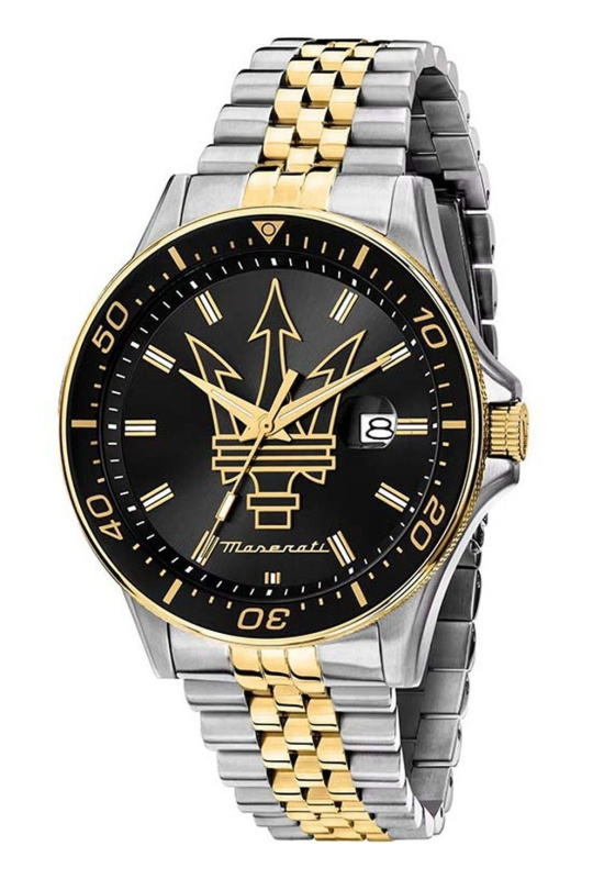 Maserati Sfida Two Tone Stainless Steel Black Sunray Dial Quartz R8853140009 100M Men's Watch
