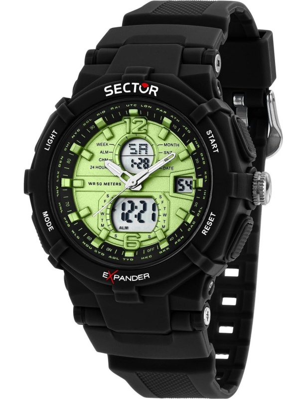 Sector Ex-09 Silicone Strap Green Dial Quartz R3251296002 Men's Watch