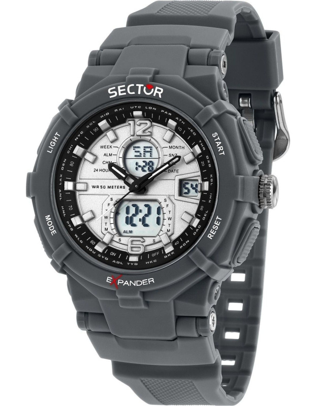 Sector Ex-09 Silicone Strap Silver Dial Quartz R3251296003 Men's Watch