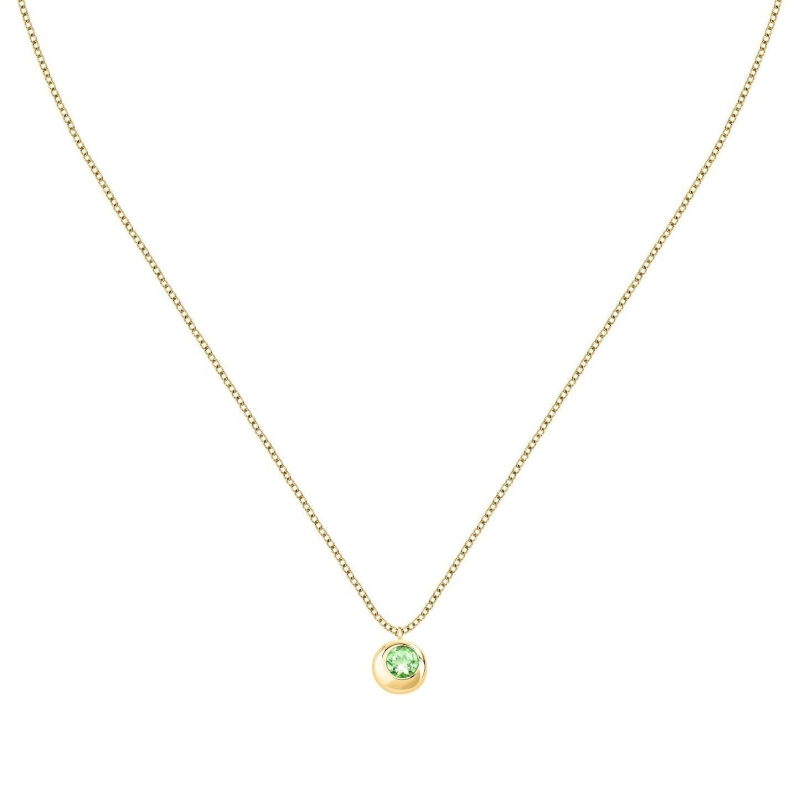 Morellato Tesori 925 Silver Gold Tone And Green Necklace SAXN05 For Women's