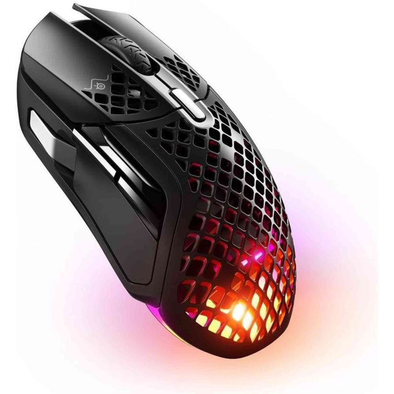 SteelSeries Aerox 5 Wireless - Holey RGB Gaming Mouse - Ultra-lightweight Water Resistant Design - 9 Buttons – Bluetooth/2.4 GHz - 18K DPI TrueMove Ai