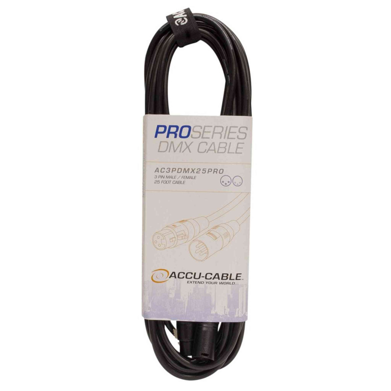 Accu Cable, PRO Series DMX Stage Light Cable, 3 Pin Connection AC3PDMX25PRO (25 FT)