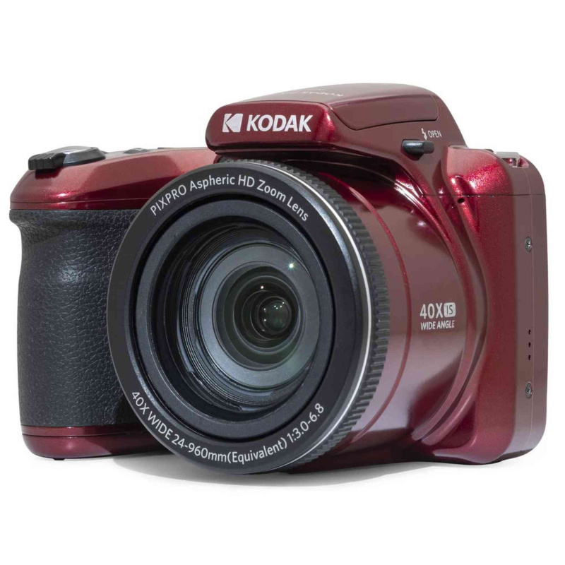 KODAK Pixpro Astro Zoom AZ405 Digital Camera Bridge, X40 Zoom, 24 mm Wide Angle, 20 Megapixels, LCD 3, Full HD 1080p Video, OIS, AA Battery - Red