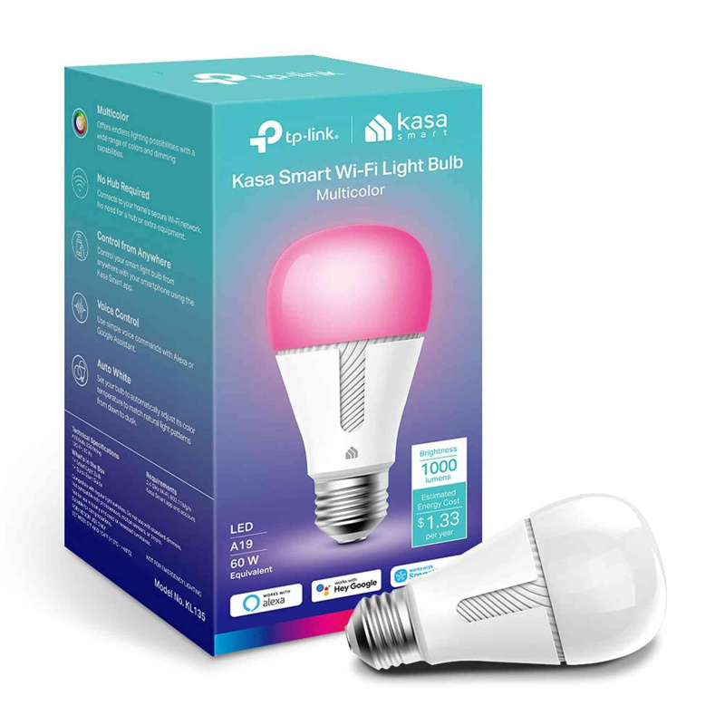 Kasa Smart Bulb, Dimmable Color Changing Light Bulb Work with Alexa and Google Home, 1000 Lumens 60W Equivalent, Amazon CFH&FFS, 2.4Ghz WiFi only, No