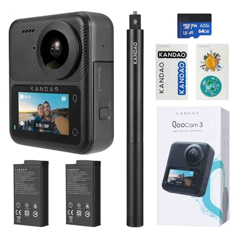 KanDao QooCam 3 360 Action Camera, 5.7K 62MP 360 Sports Camera, Dual 1/1.55" Sensors Larger Aperture Camera, 60fps Flawless Video Camera, Outdoor Stab