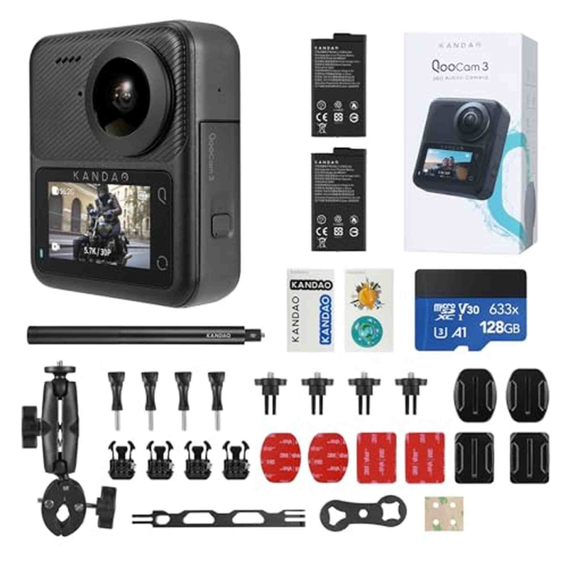 KanDao QooCam 3 360 Action Camera, 5.7K 62MP 360 Sports Camera, Dual 1/1.55" Sensors Larger Aperture Camera, 60fps Flawless Video Camera, Outdoor Stab