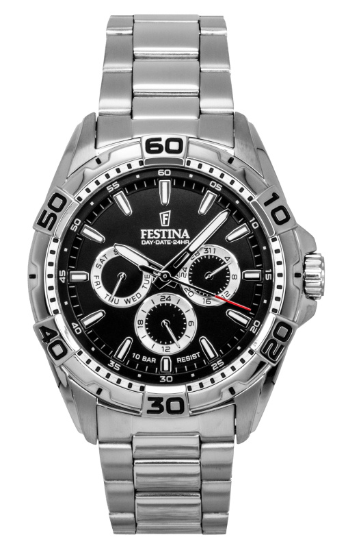 Festina Stainless Steel Multifunction Black Dial Quartz F20623-4 100M Men's Watch