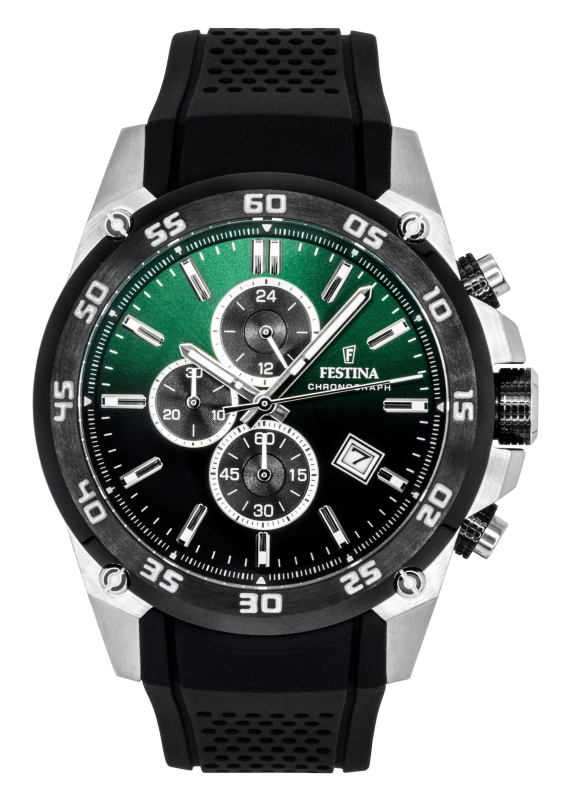 Festina The Originals Chronograph Rubber Strap Green Dial Quartz F20330-B 100M Men's Watch