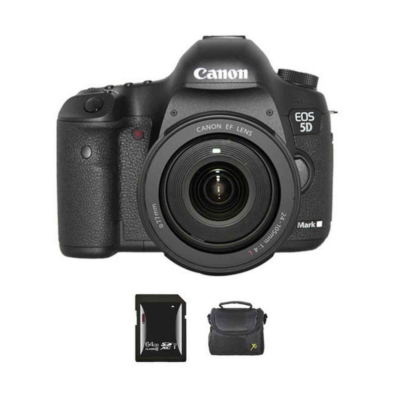 Canon EOS 5D Mark III DSLR Camera w/24-105mm Lens + 64GB & Case Bundle (International Model)