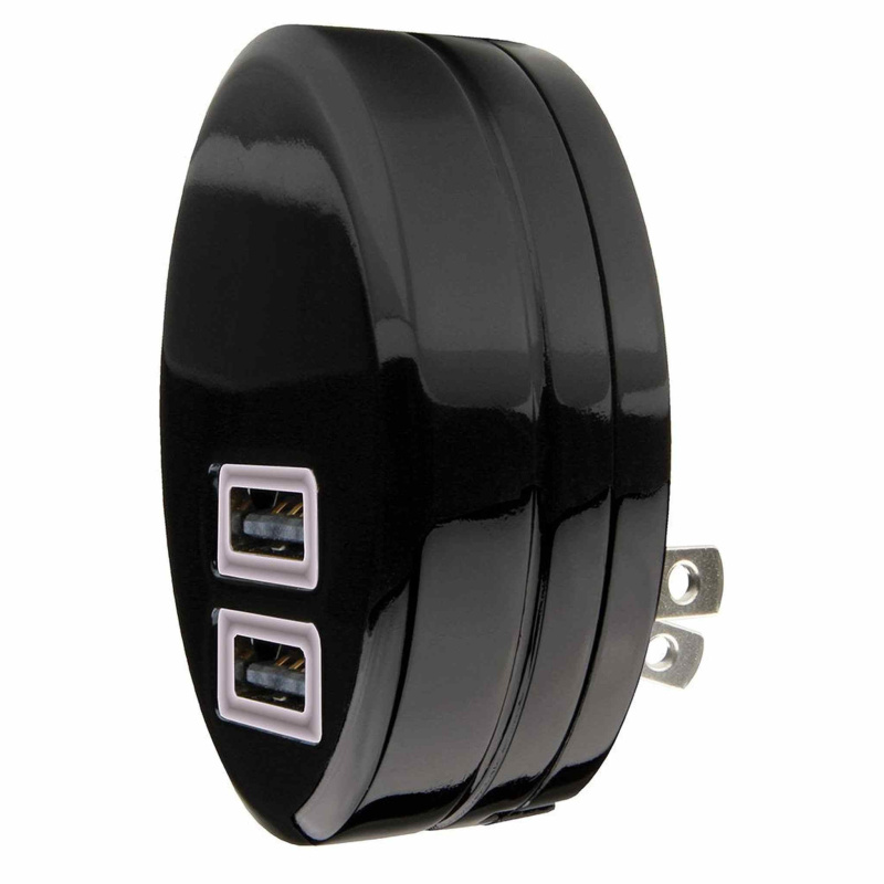 Qmadix USB Dual Travel Charger for High Powered Devices and Tablets - 2.1AMP Power - Travel Charger Black