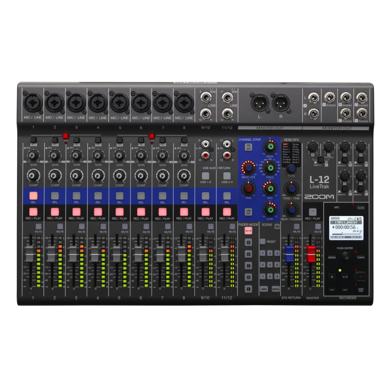 Zoom LiveTrak L-12 Digital Mixer & Multitrack Recorder, for Music, Podcasting, and More, 12-Input/ 14-Channel SD Recorder, 14-in/4-out USB Audio Inter