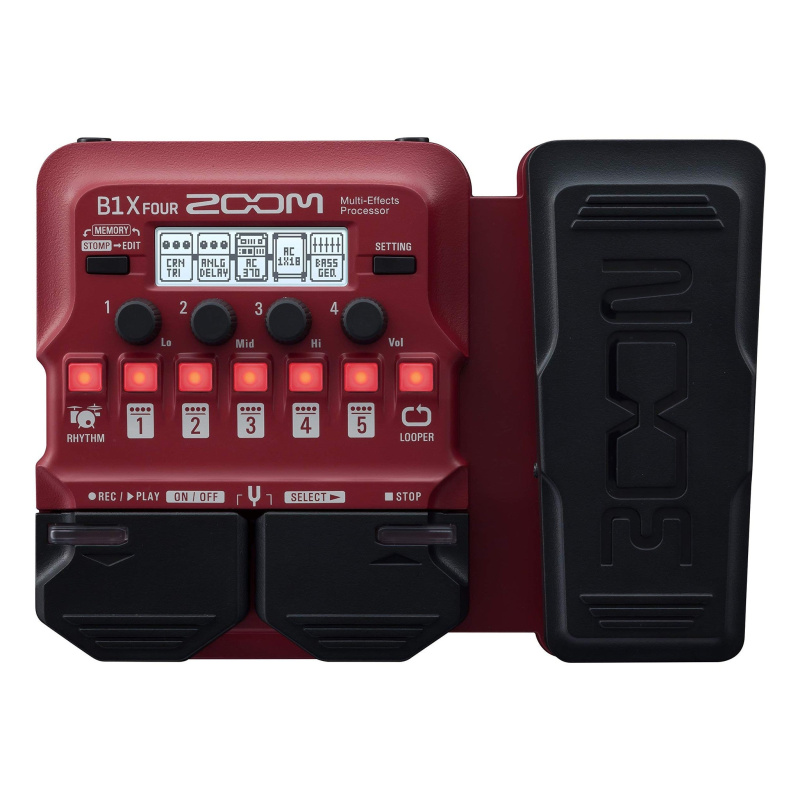 Zoom B1X FOUR Bass Multi-Effects Processor with Expression Pedal, With 70+ Built-in Effects, Amp Modeling, Looper, Rhythm Section, Tuner, Battery Powe