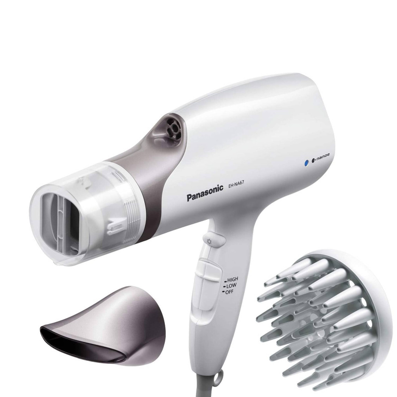 Panasonic EH-NA67-W Nanoe Salon Hair Dryer with Oscillating QuickDry Nozzle (White)