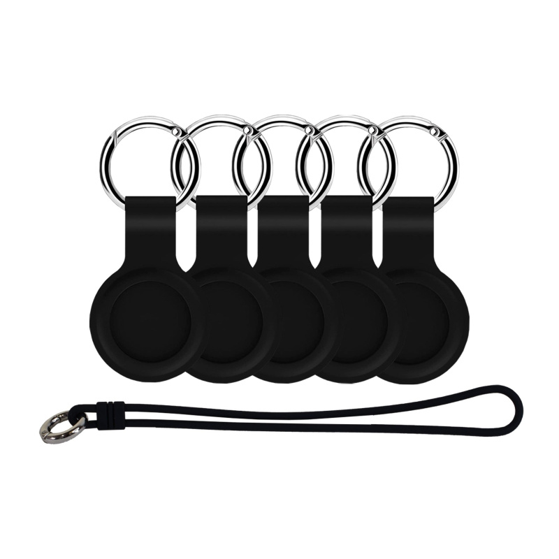 Apple AirTag 5 PC starter kit (4 Silicone Case keychain, 1 Luggage Tag Black