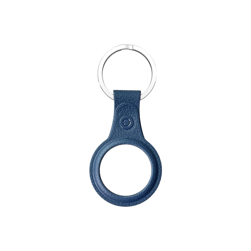 AirTag TPU Case(leather finish) with keychain Blue