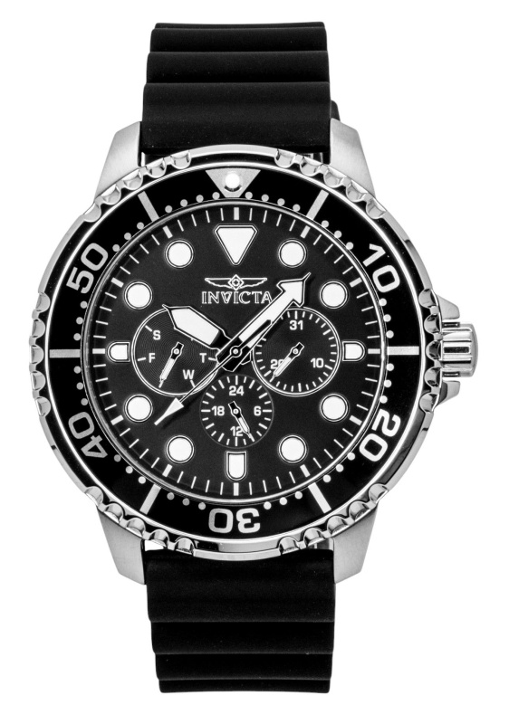 Invicta Pro Diver GMT Silicone Strap Black Dial Quartz 47234 Men's Watch