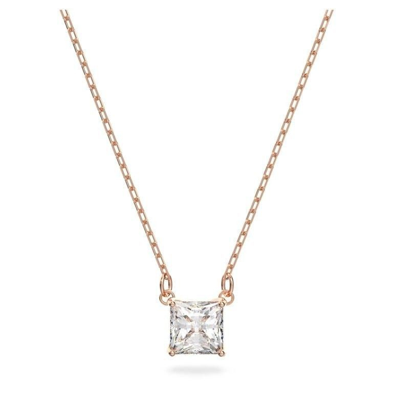 Swarovski Stilla Attract Clear Crystals And Rose Gold Tone Necklace 5510698 For Women