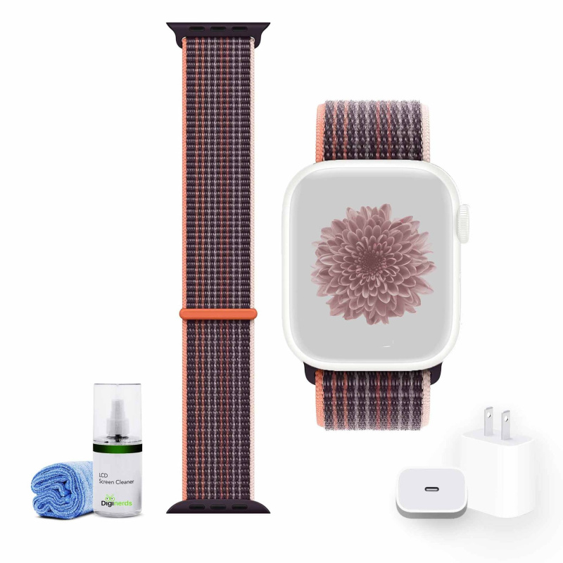 Apple Watch 45mm Sport Loop - Elderberry with USB-C Charging Block Bundle